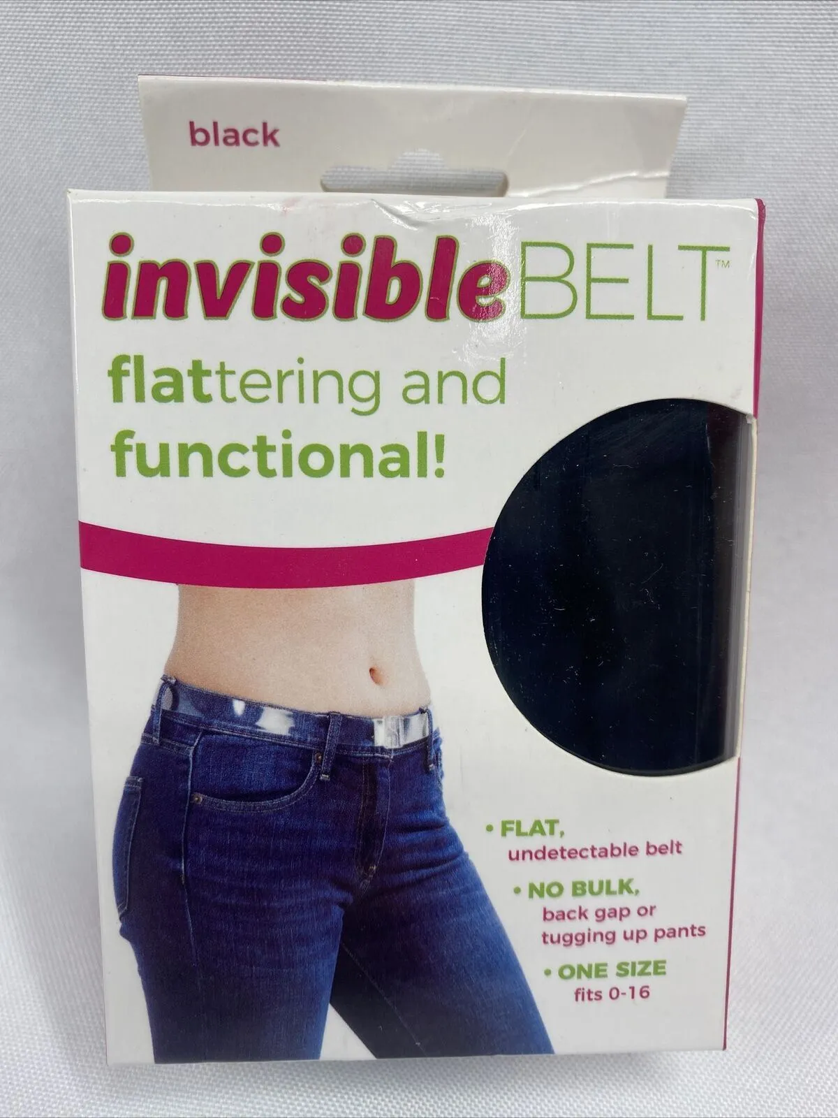 Invisible Belt Undetectable Belt Flat No Bulk Slimming One Size Fits 0-16 Black