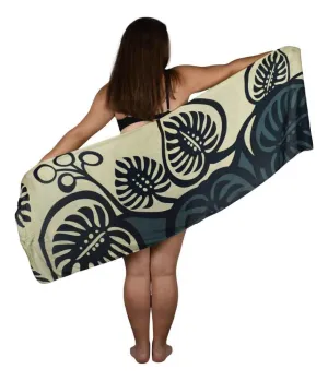 Island Style - Bold Monstera Sarong - Half - Black and Grey