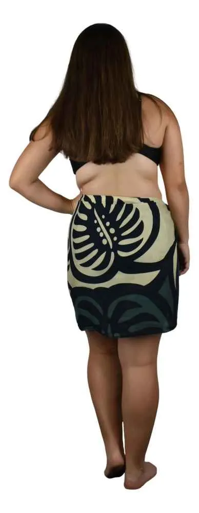 Island Style - Bold Monstera Sarong - Half - Black and Grey