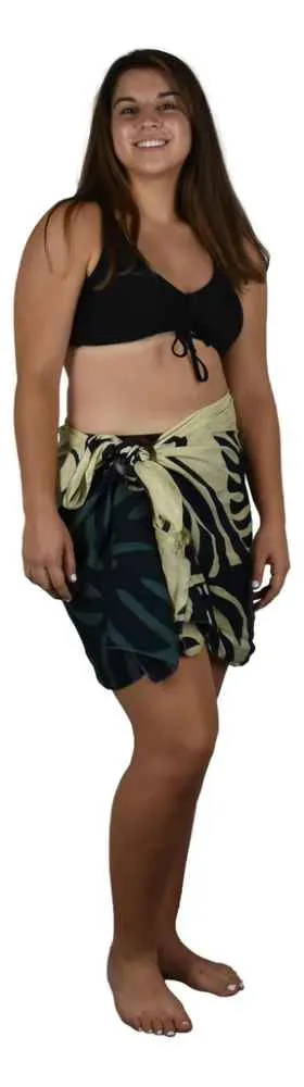 Island Style - Bold Monstera Sarong - Half - Black and Grey