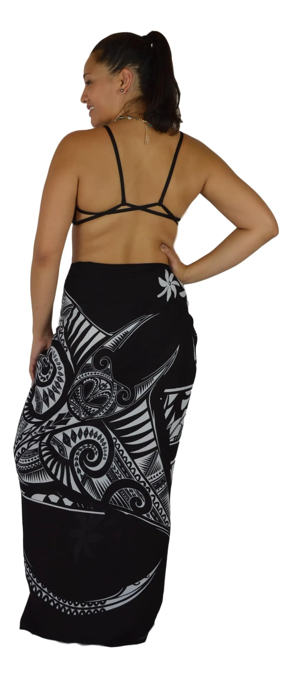 Island Style - Manta Tiare Sarong - Full - Black / White - 24 pieces