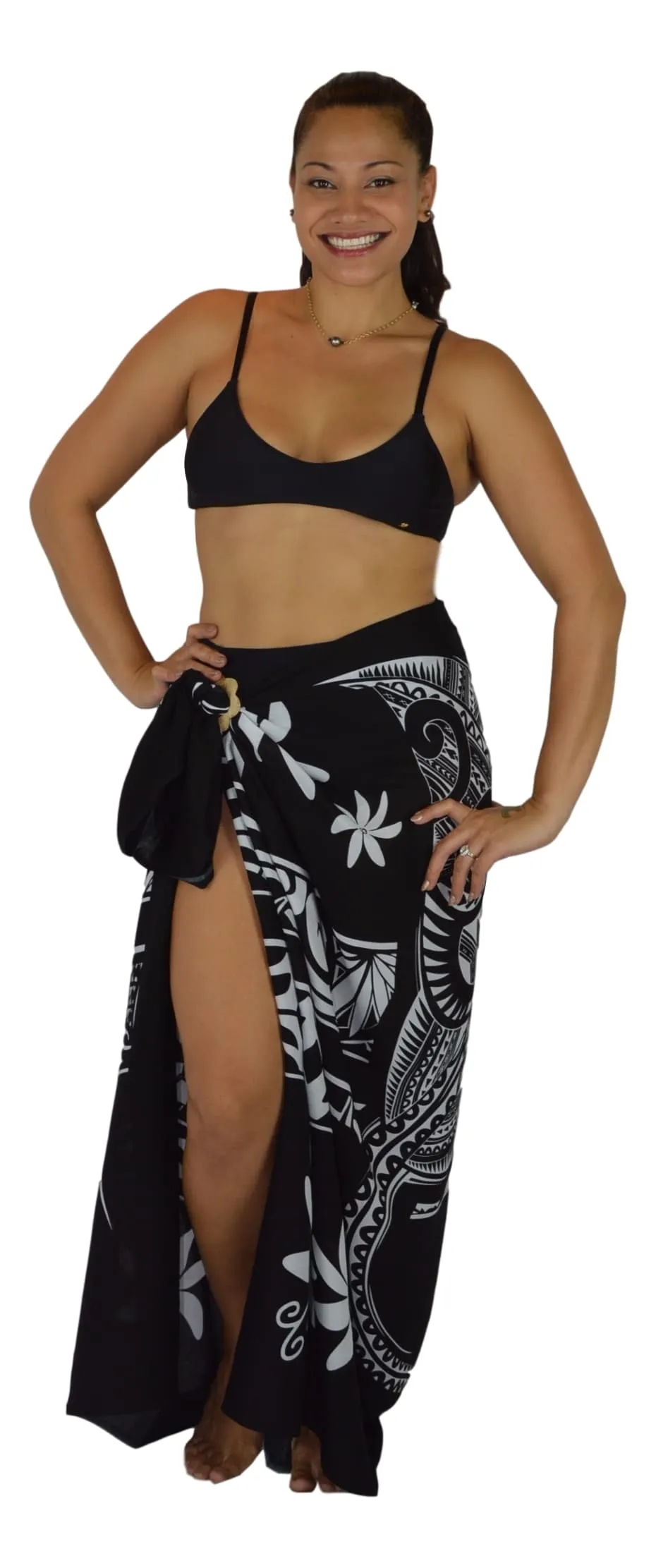 Island Style - Manta Tiare Sarong - Full - Black / White - 24 pieces