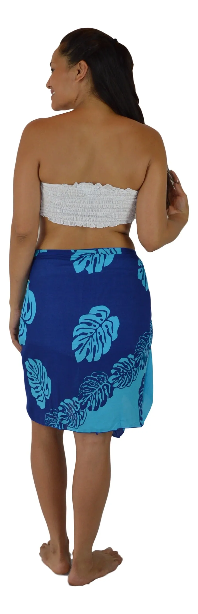 Island Style - Monstera Sarong - Blue / Lt Blue - Half