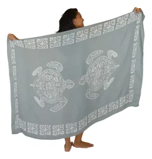 Island Style - Tahitian Turtle Sarong - Full - Grey / White
