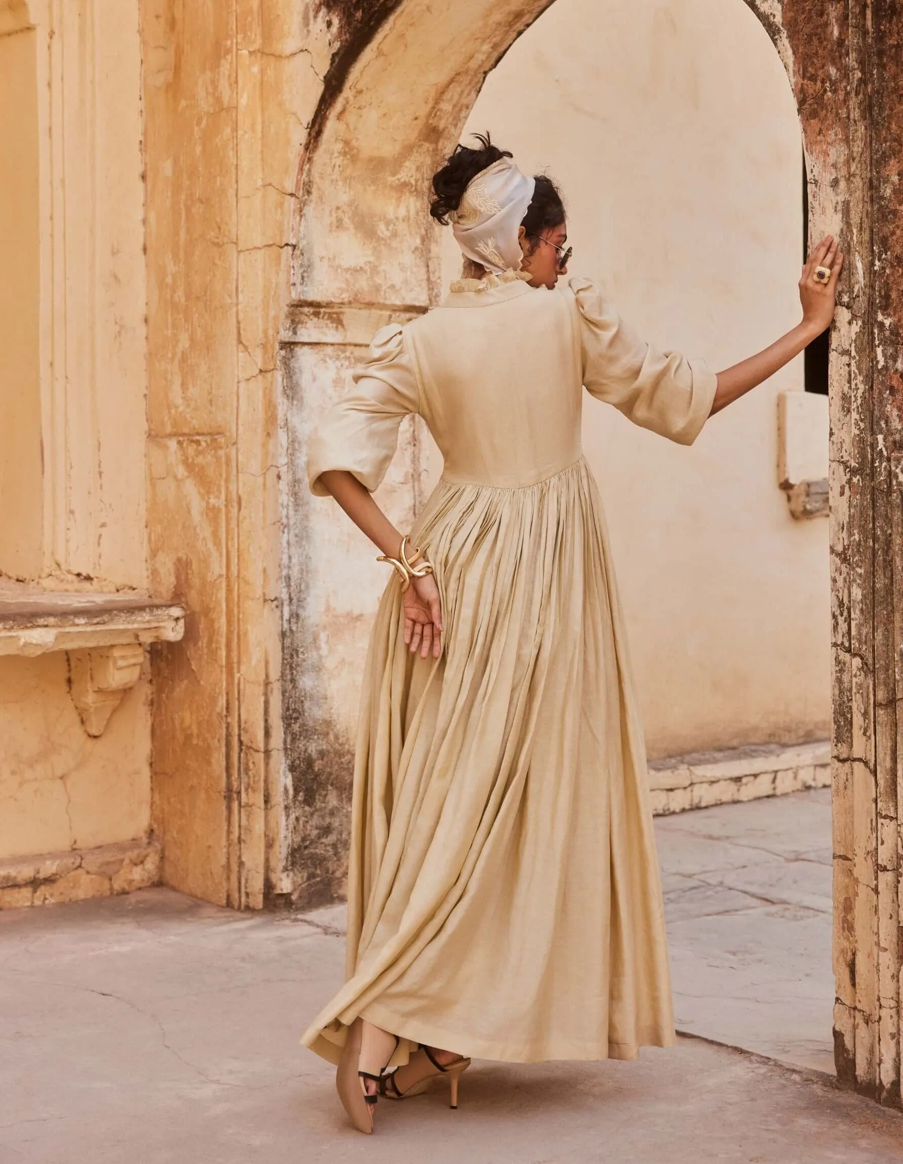 Ivory linen maxi dress