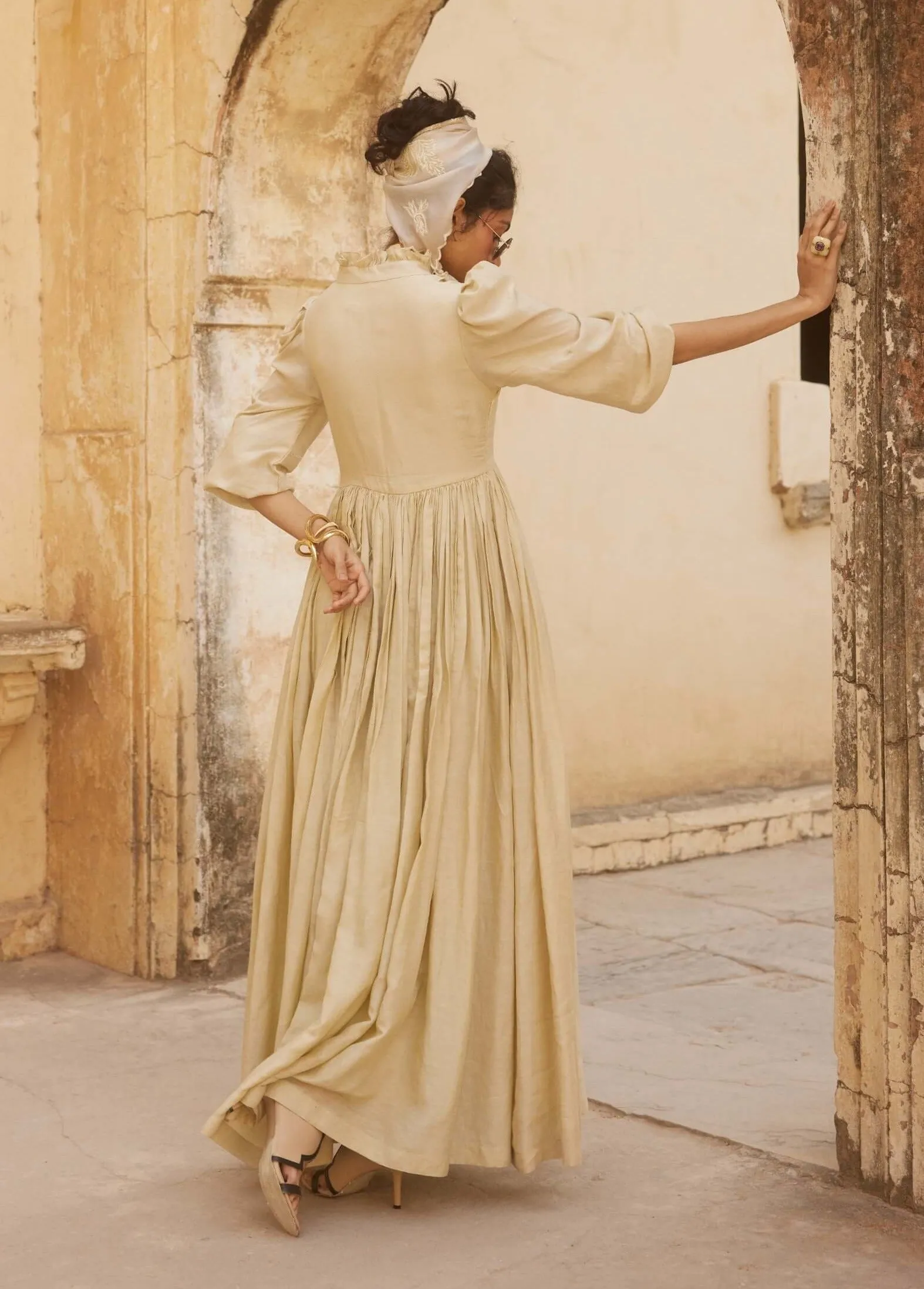 Ivory linen maxi dress