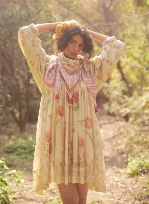 Ivory romantic summer dress and scarf
