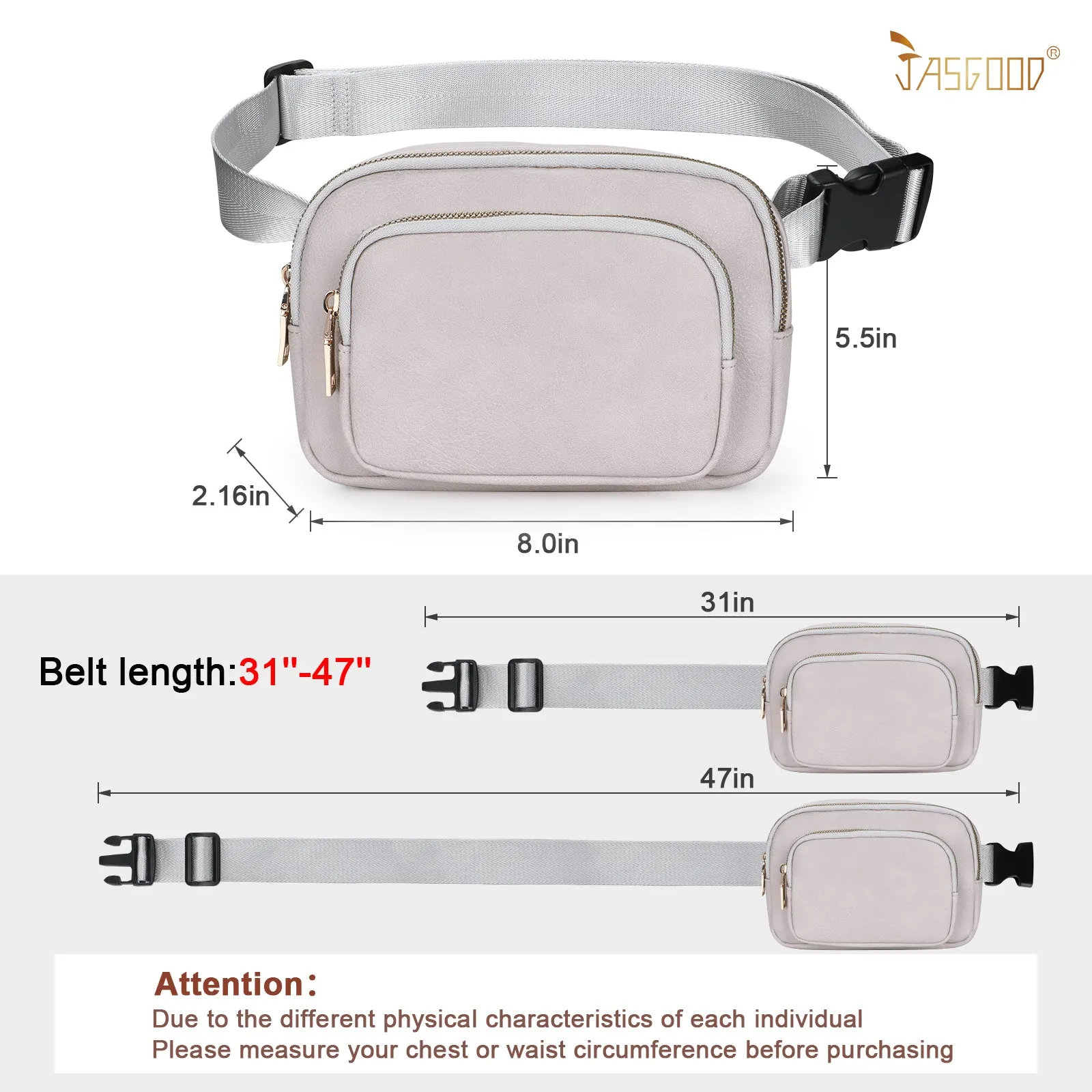 JASGOOD Leather Belt Bag for Women, Crossbody Waist Bag with Adjustable Strap Women's Fanny Pack