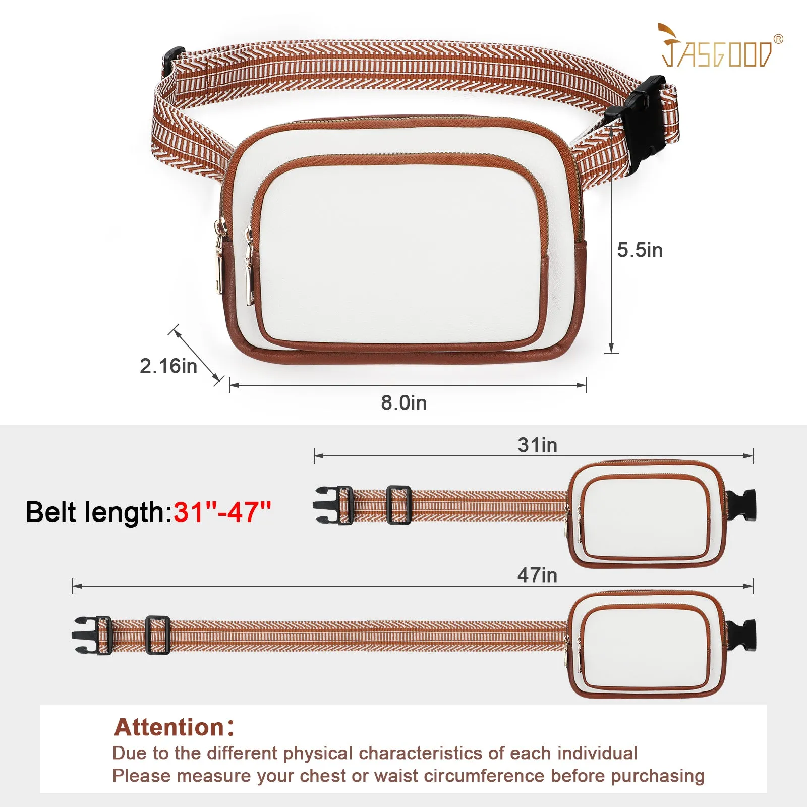 JASGOOD Leather Belt Bag for Women, Crossbody Waist Bag with Adjustable Strap Women's Fanny Pack