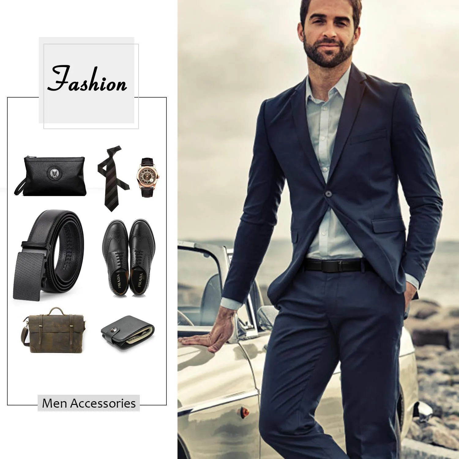 JASGOOD Men's Sliding Dress Belt Fashion Brown Leather Belt For Jean Rathet Leather Belts for Men