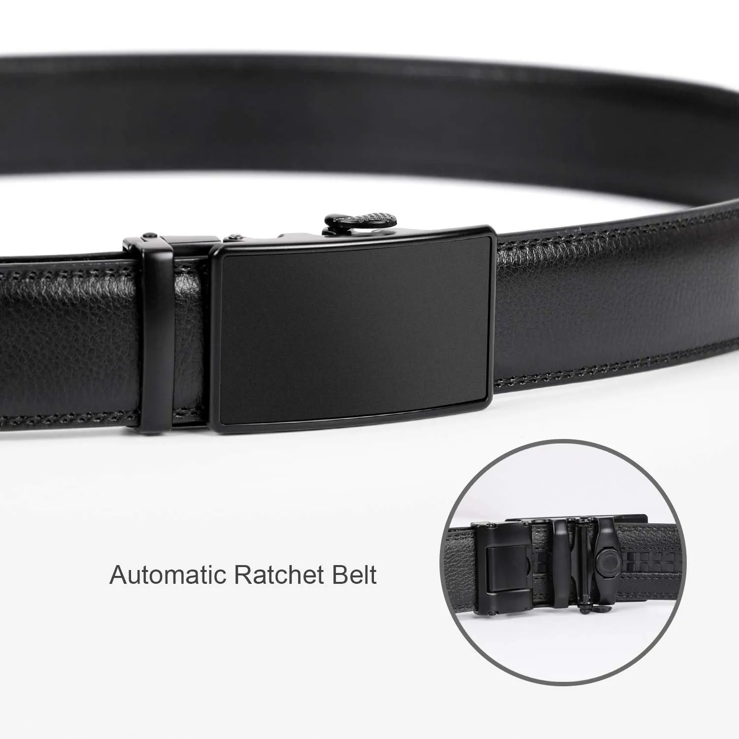 JASGOOD Men's Sliding Dress Belt Fashion Brown Leather Belt For Jean Rathet Leather Belts for Men