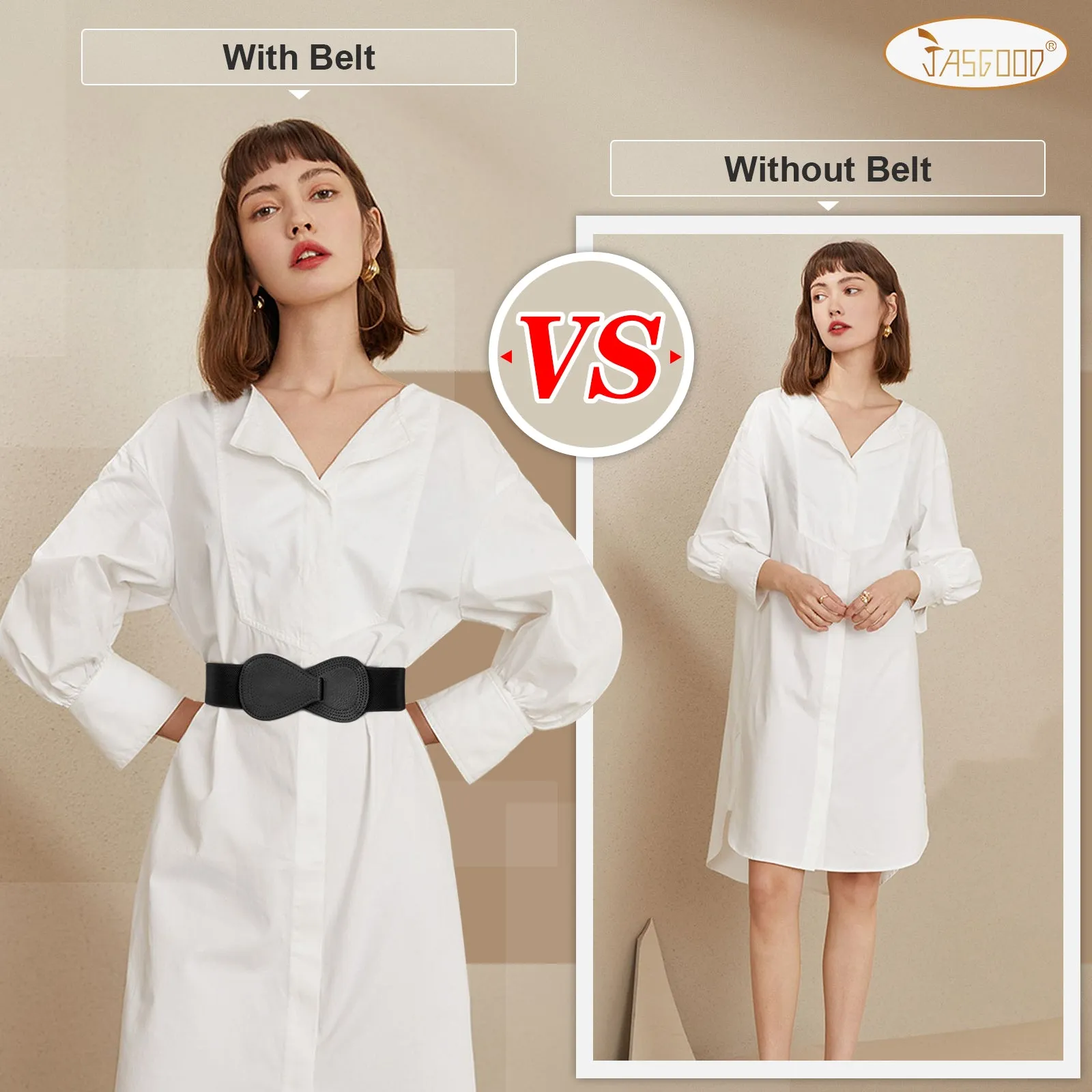 JASGOOD Women Stretchy Belt for Dresses Vintage Elastic Wide Waist Belt