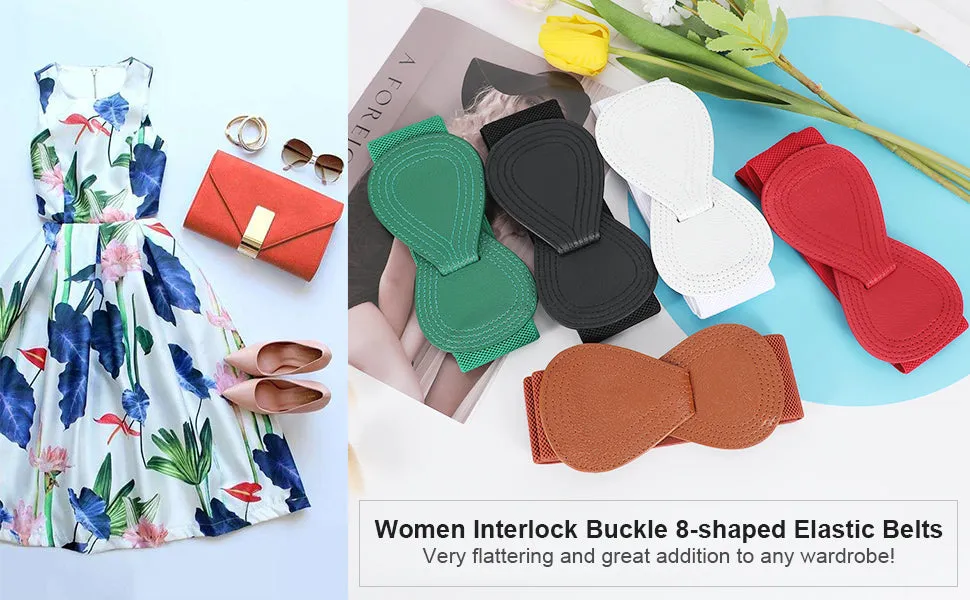 JASGOOD Women Stretchy Belt for Dresses Vintage Elastic Wide Waist Belt