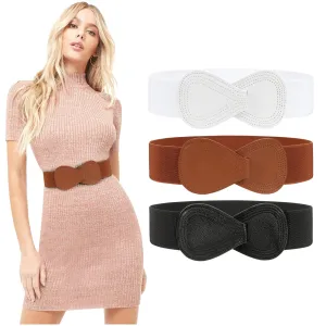 JASGOOD Women Stretchy Belt for Dresses Vintage Elastic Wide Waist Belt