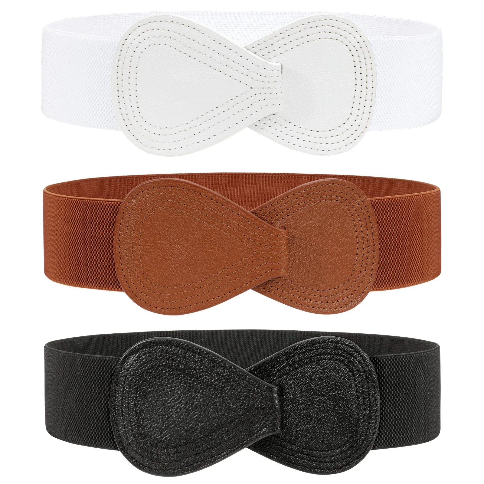 JASGOOD Women Stretchy Belt for Dresses Vintage Elastic Wide Waist Belt
