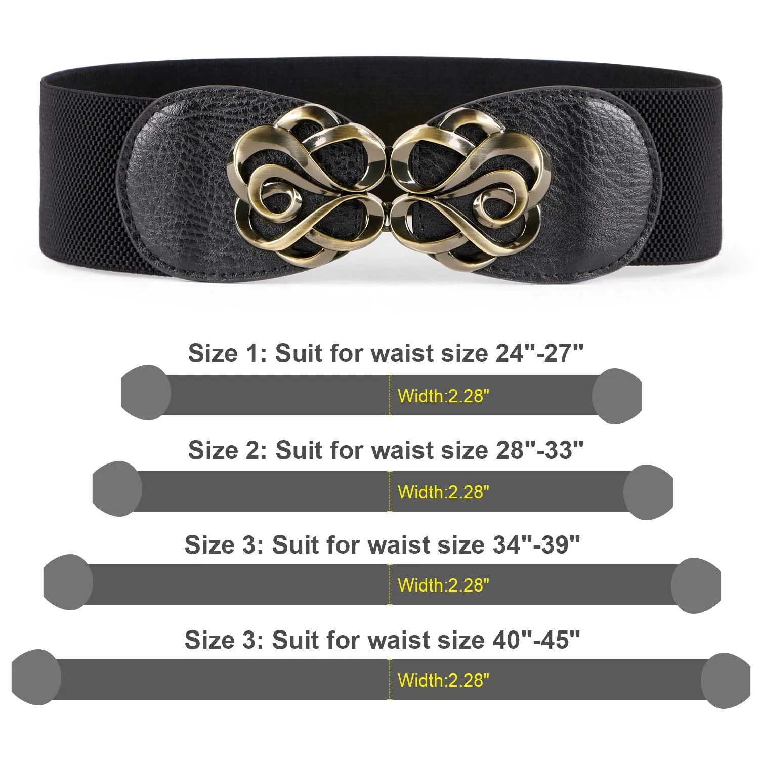JASGOOD Women Stretchy Belt for Dresses Vintage Elastic Wide Waist Cinch Belt