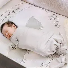 Jersey Cotton Spandex Swaddle Blanket with Hat - Grey