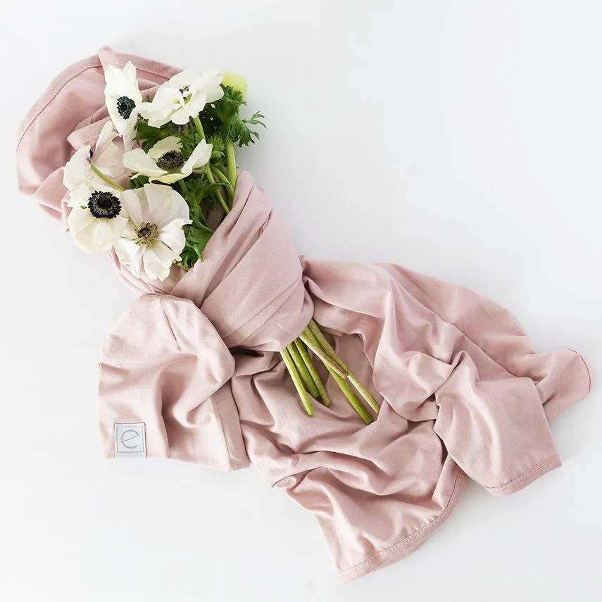 Jersey Cotton Spandex Swaddle Blanket with Hat - Pink