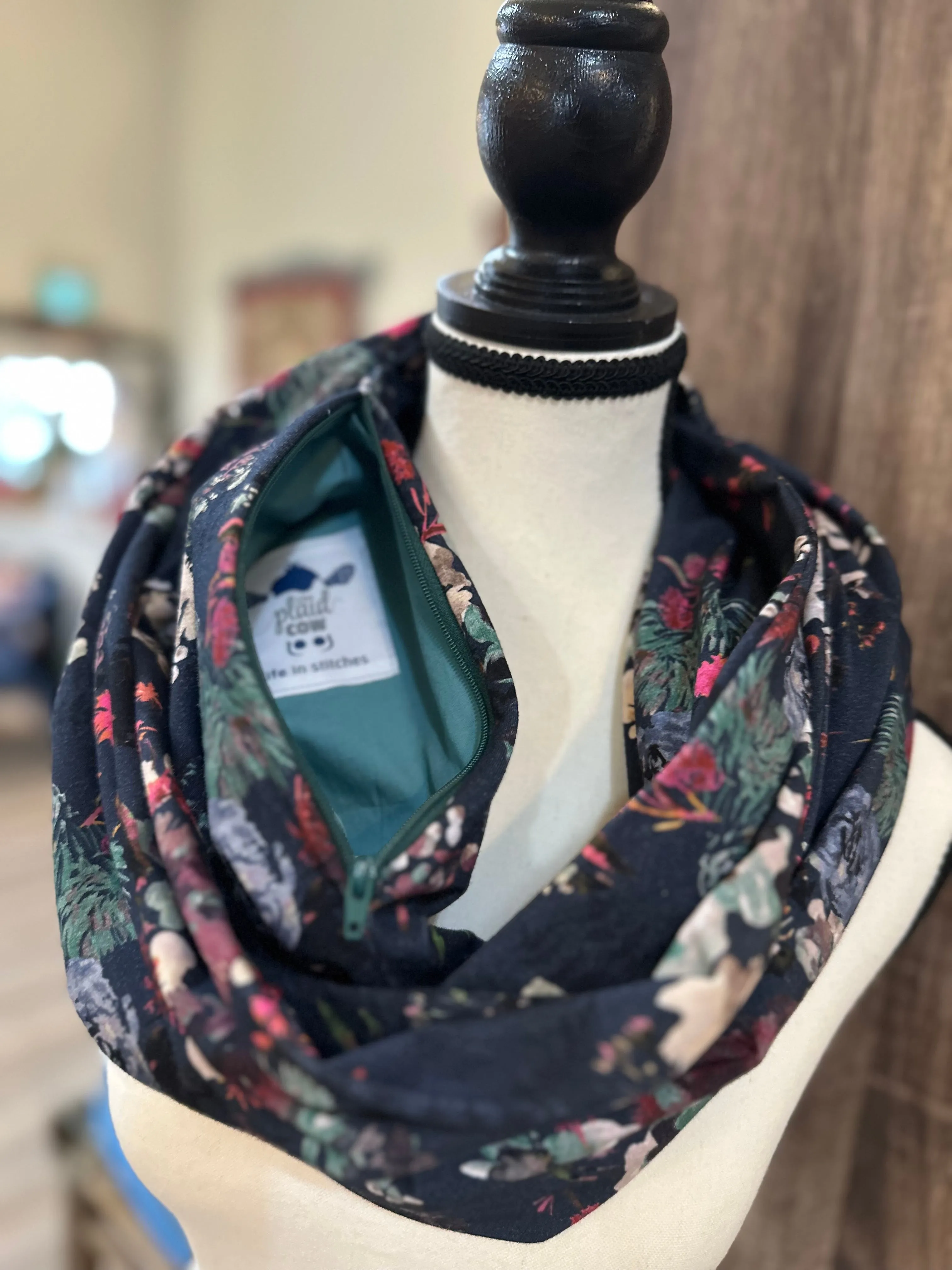Jersey Knit Infinity Scarf with Hidden Pocket