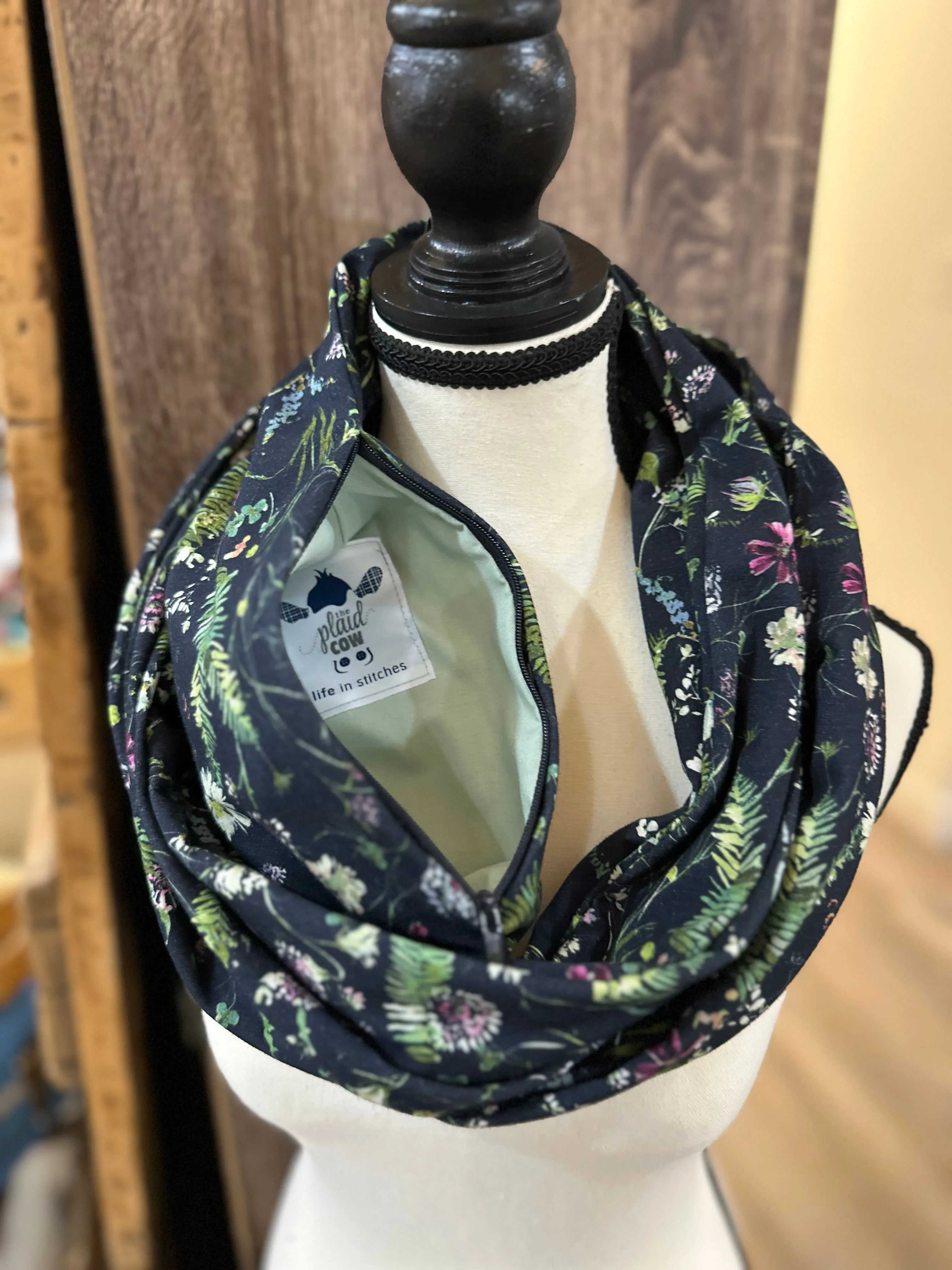 Jersey Knit Infinity Scarf with Hidden Pocket