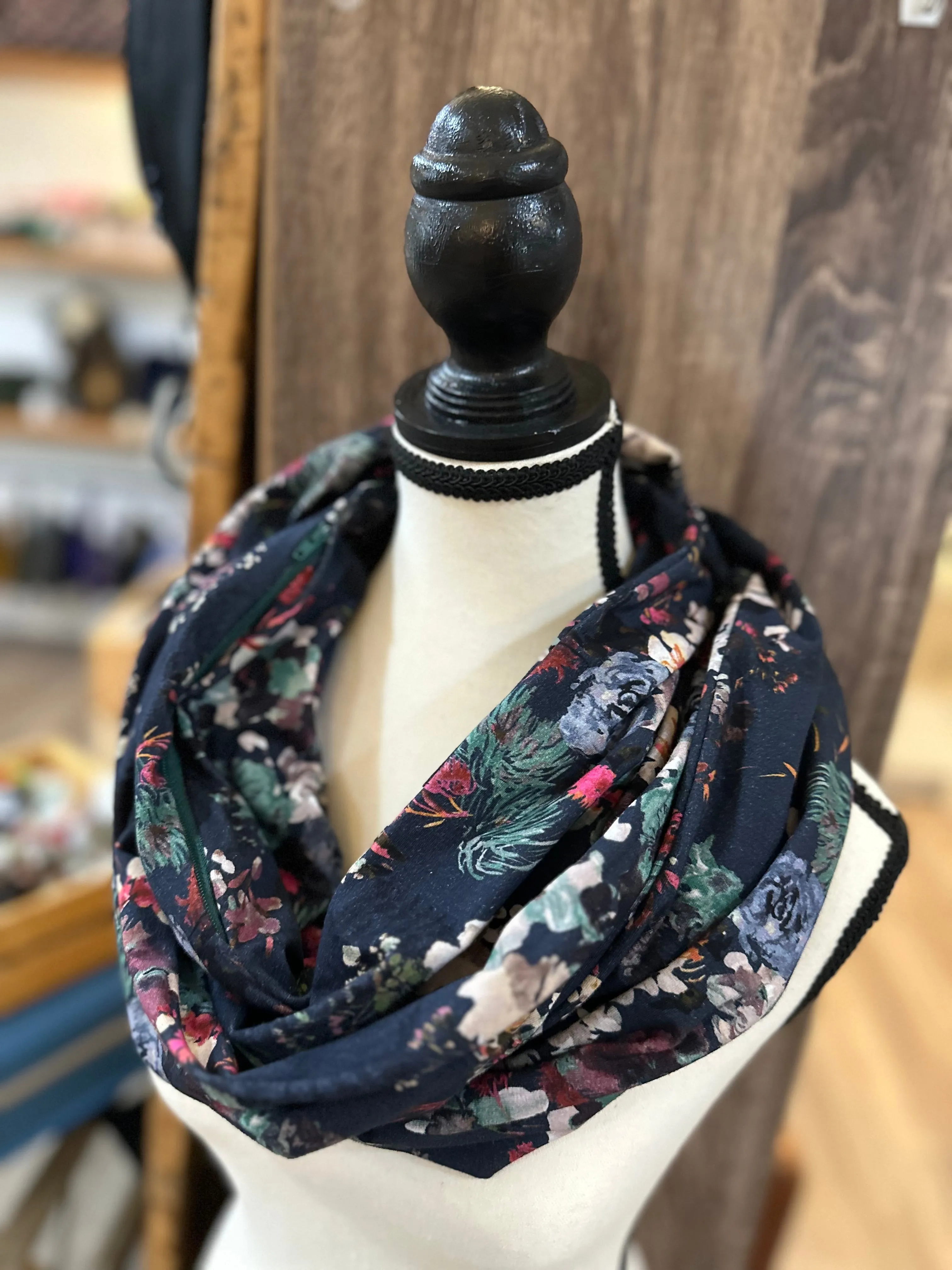Jersey Knit Infinity Scarf with Hidden Pocket