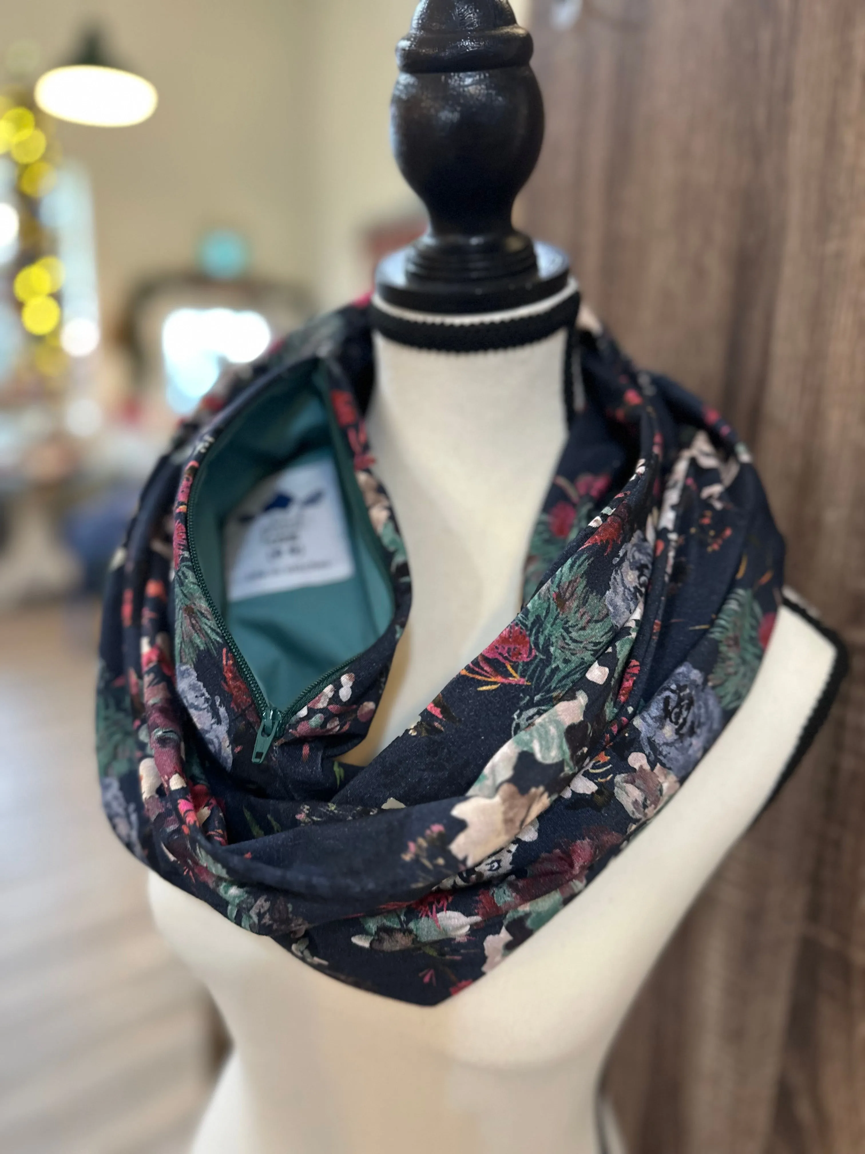 Jersey Knit Infinity Scarf with Hidden Pocket