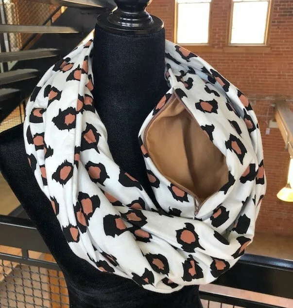 Jersey Knit Infinity Scarf with Hidden Pocket