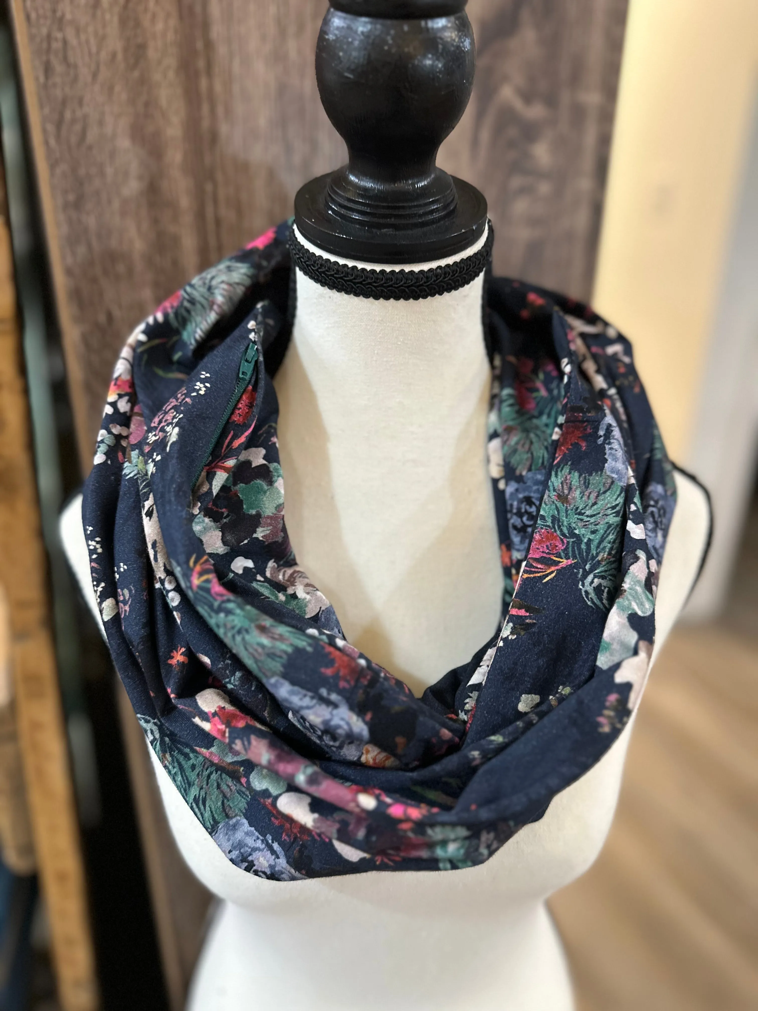 Jersey Knit Infinity Scarf with Hidden Pocket