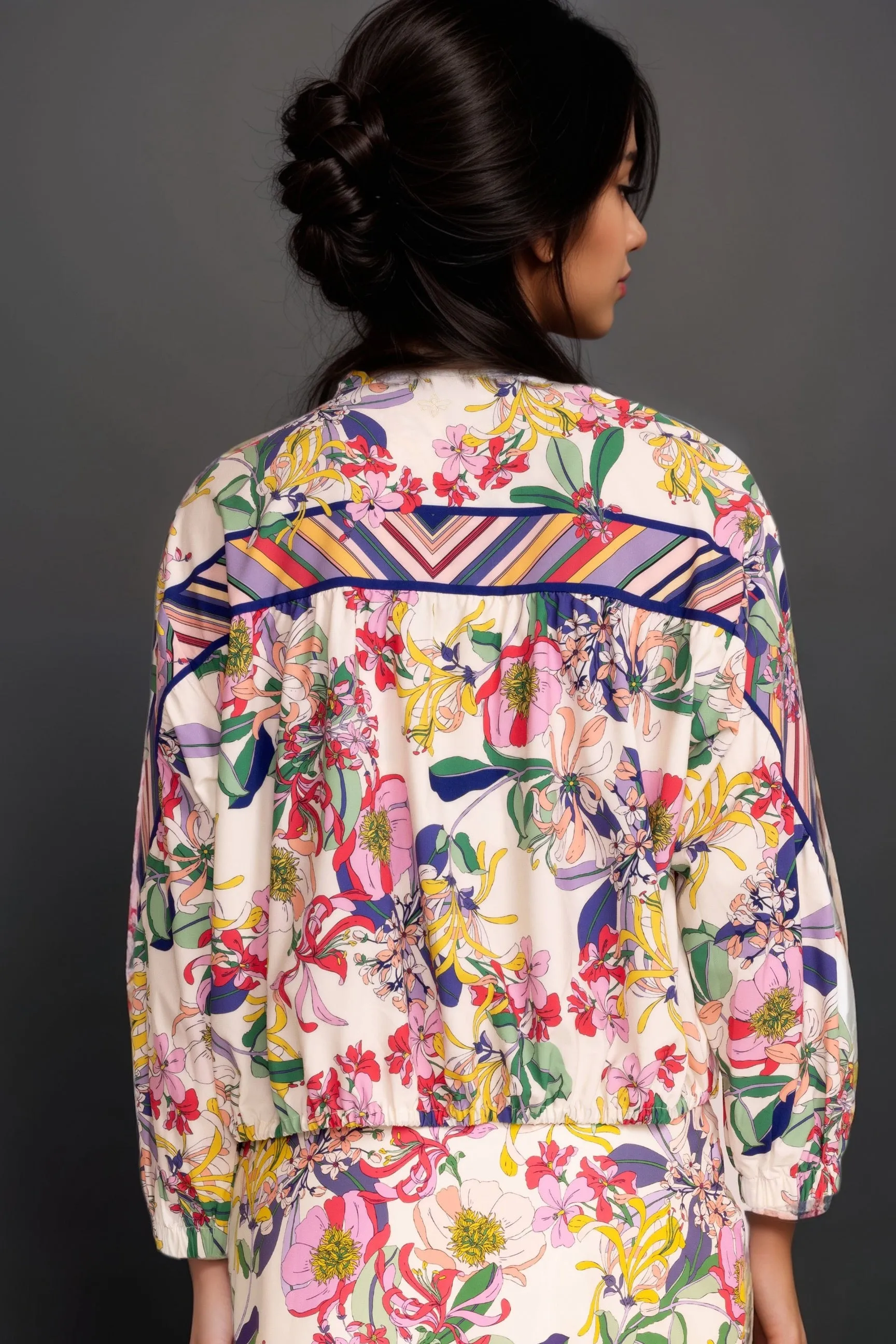 Johnny Was Bee Active Floral Ruched Jacket A9724