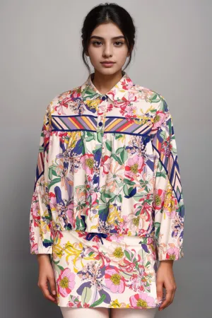 Johnny Was Bee Active Floral Ruched Jacket A9724