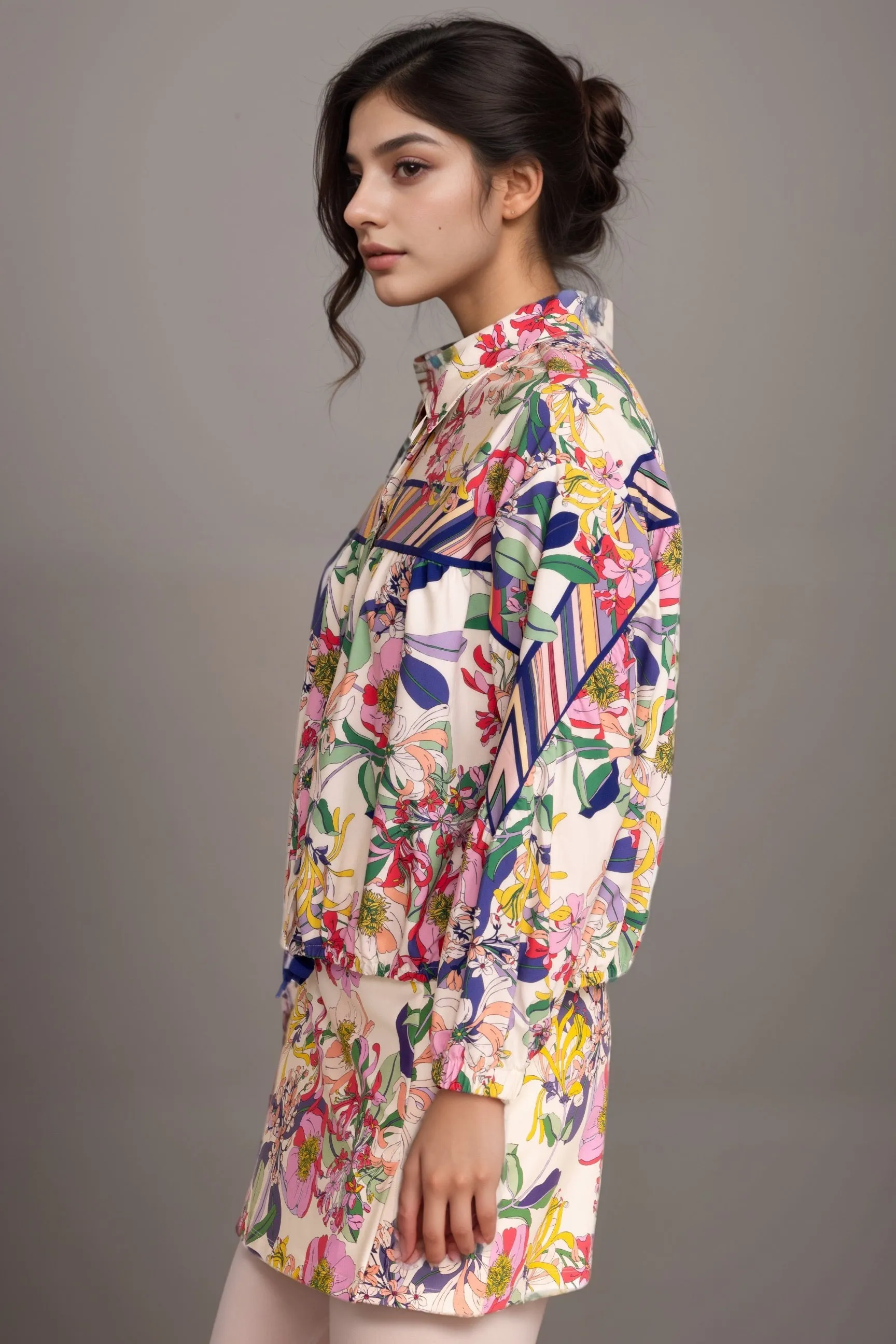 Johnny Was Bee Active Floral Ruched Jacket A9724