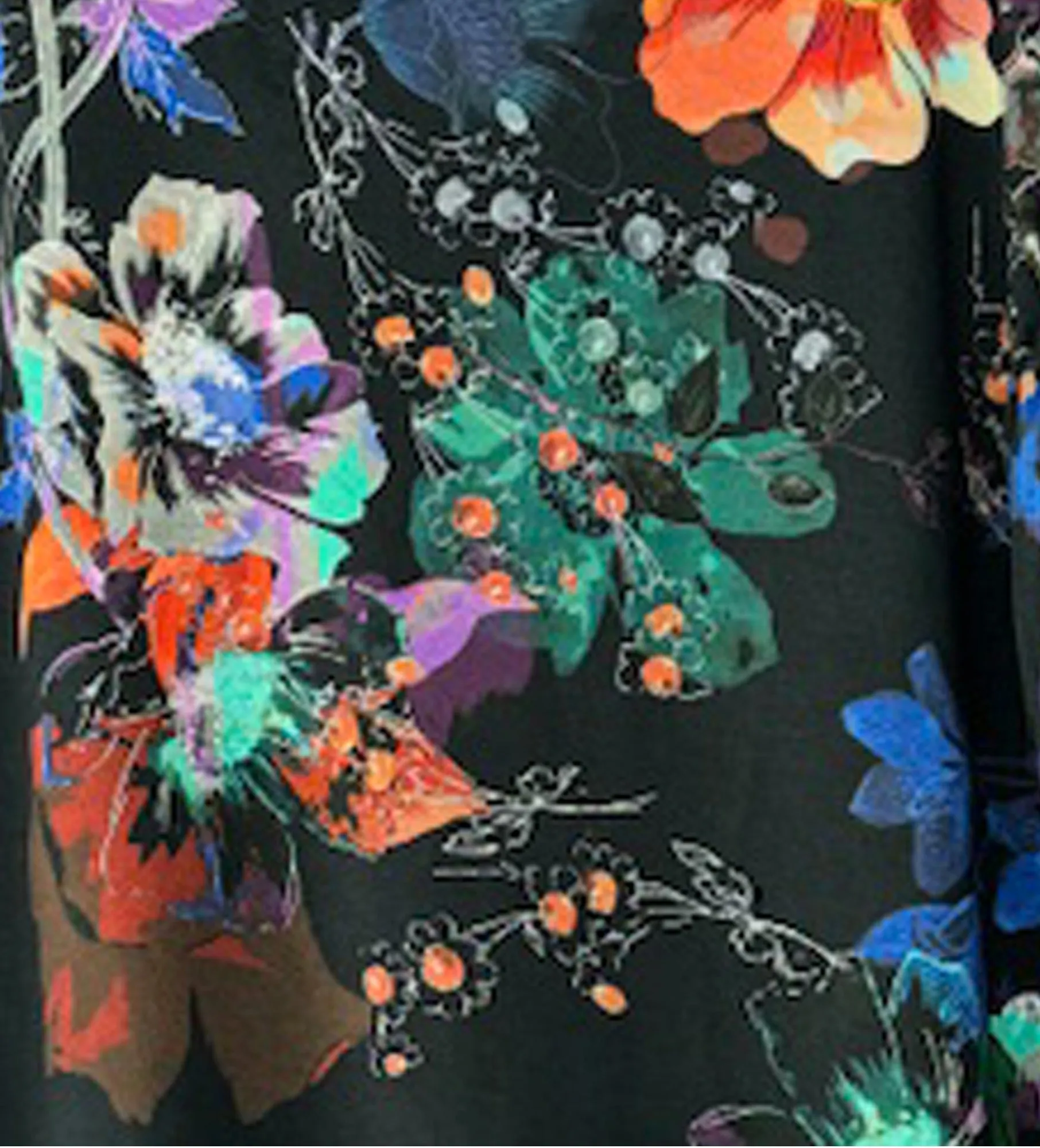 Johnny Was Janie Favorite V Kimono Midnight Tee Swing Floral Shirt Black Top NEW