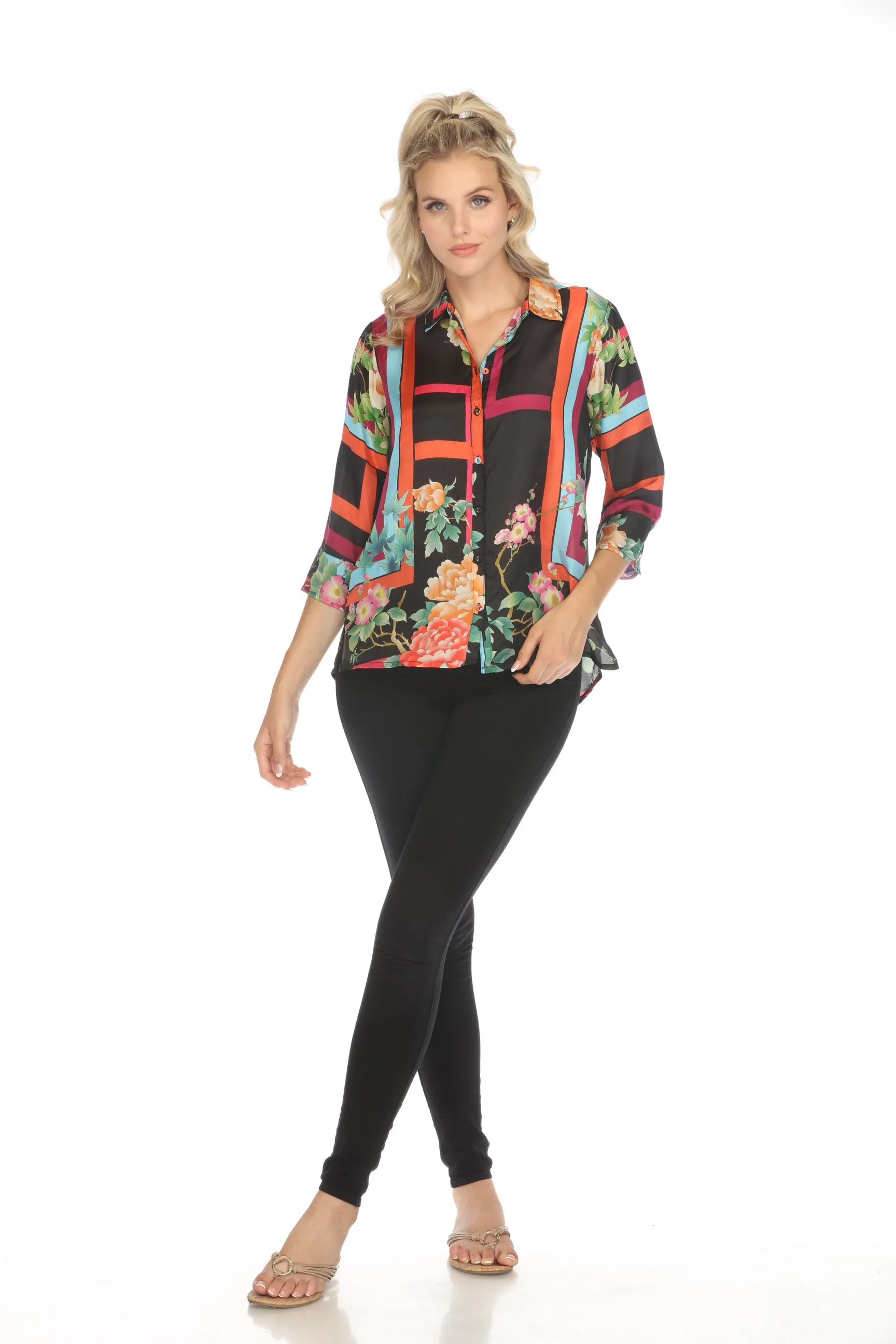 Johnny Was Petalunah Le Jardin Silk Blouse C14824 Boho Chic