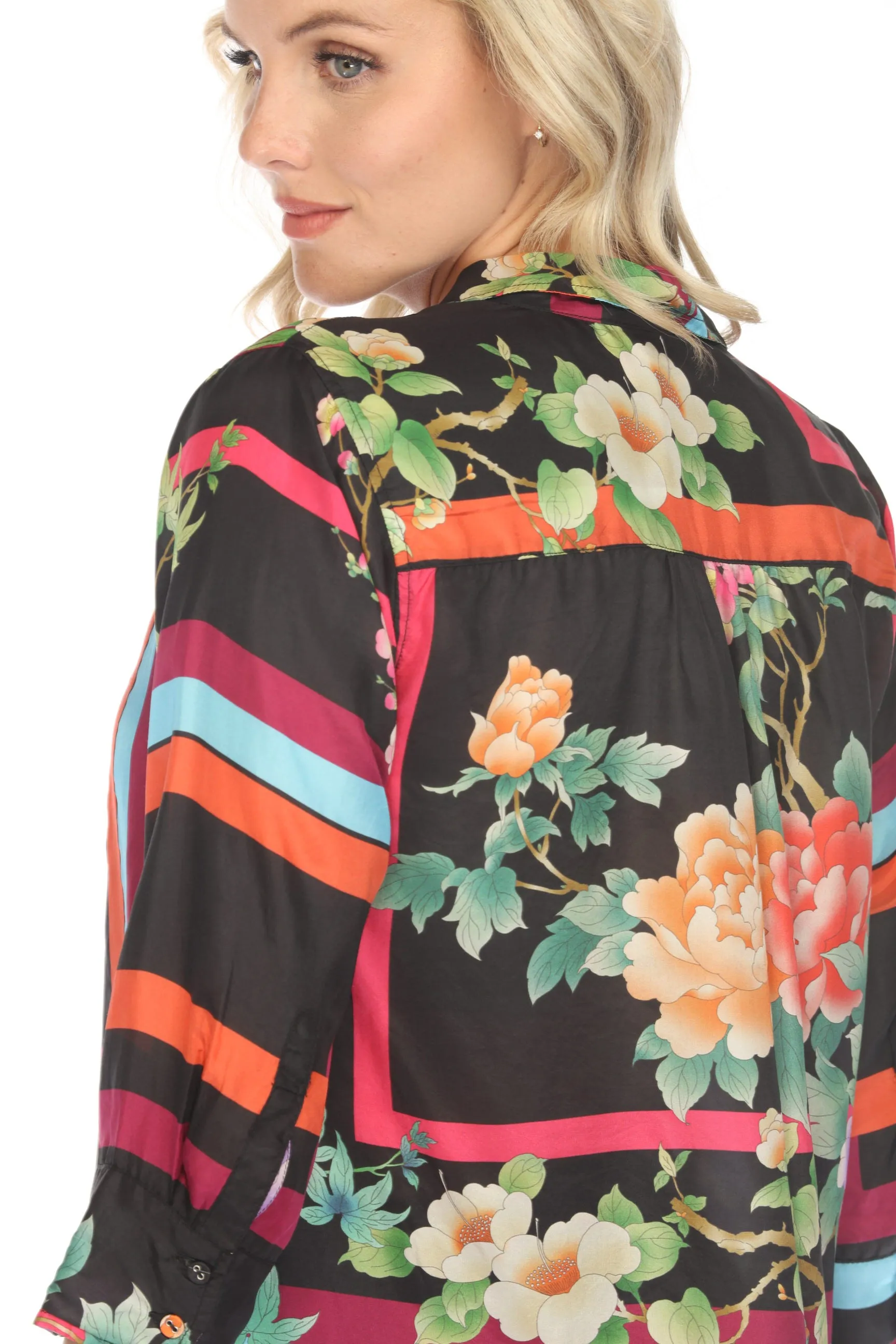 Johnny Was Petalunah Le Jardin Silk Blouse C14824 Boho Chic