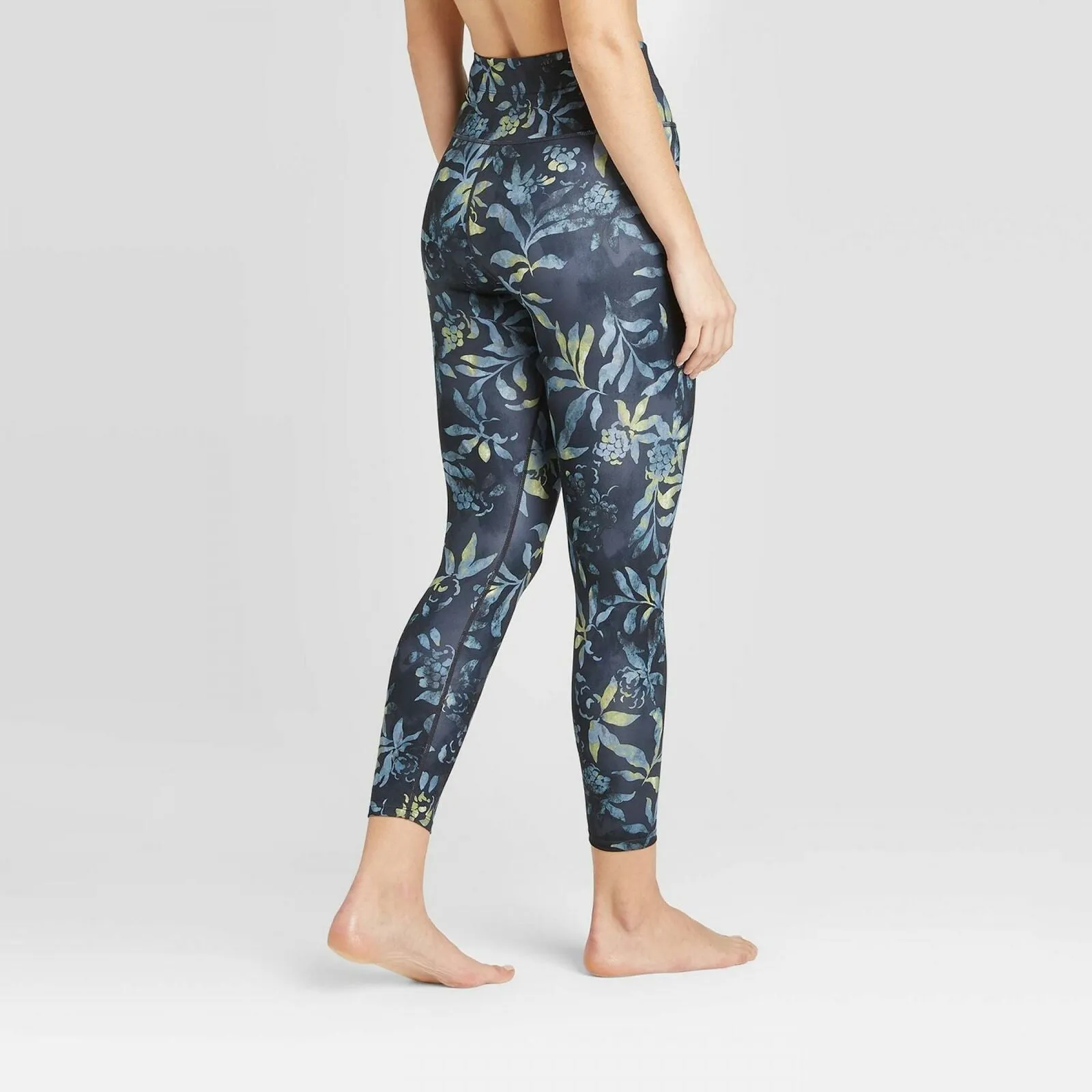 JoyLab Women's Floral Print High Waisted 7/8 Bungee Leggings