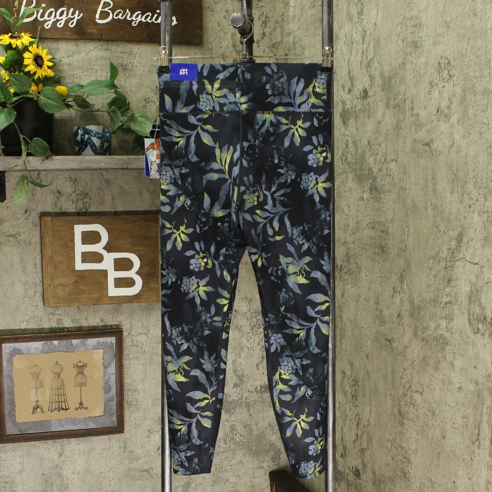 JoyLab Women's Floral Print High Waisted 7/8 Bungee Leggings
