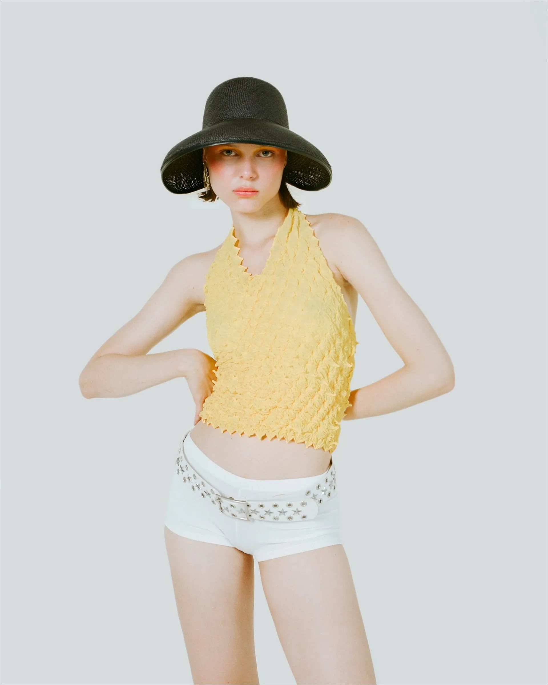 June Capeline - Natural Straw/Pink Elastic Band