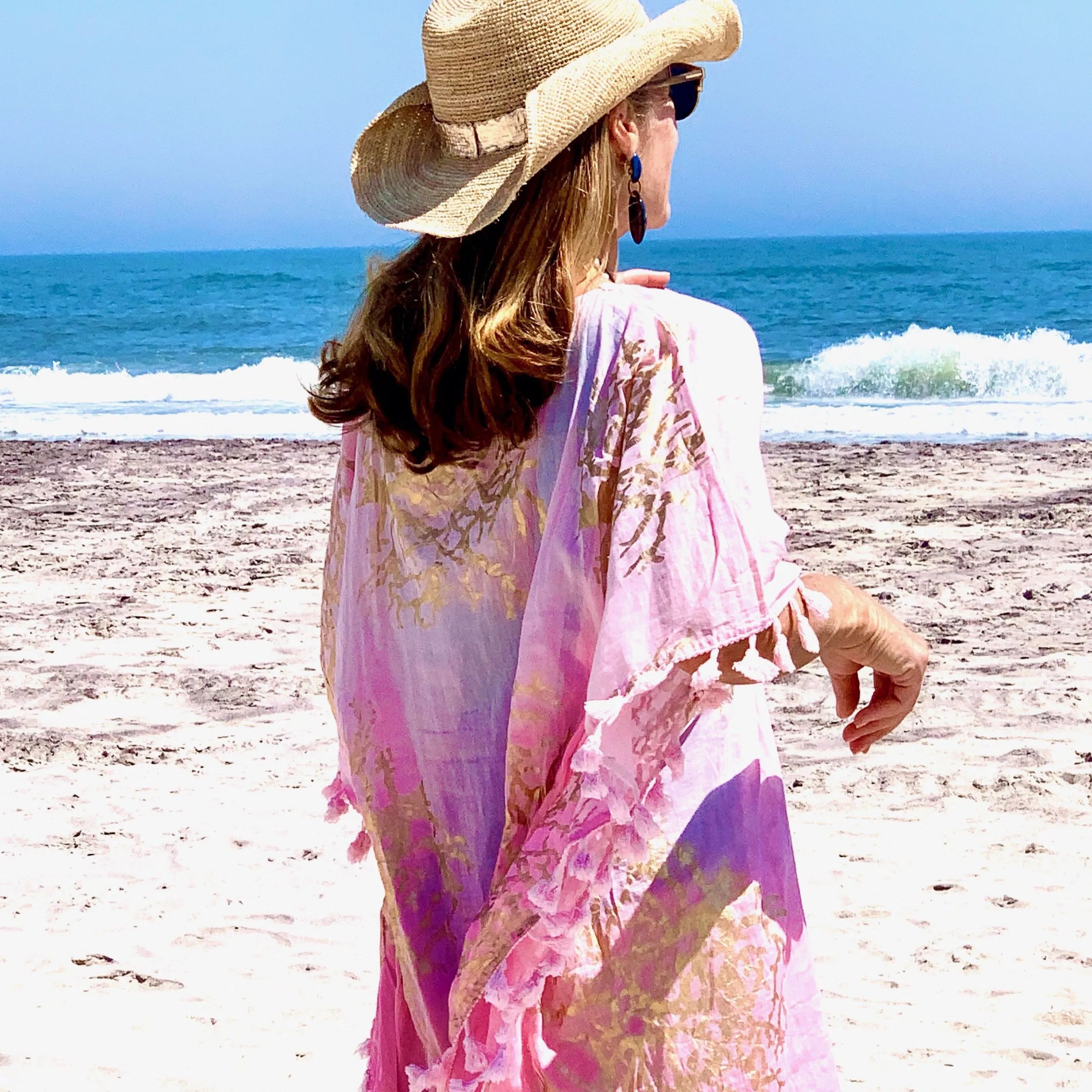 Kaftan - Pink & Gold with Tassels