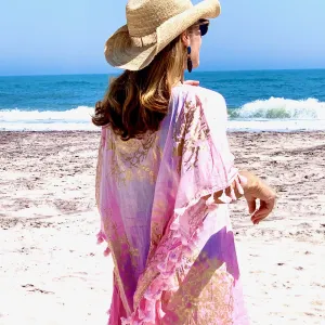 Kaftan - Pink & Gold with Tassels