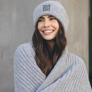 Kashwere Ultra Plush Fog and Nickel Dream Plush Ribbed Scarf