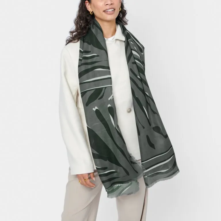Katie Loxton Charcoal Zebra Printed Scarf