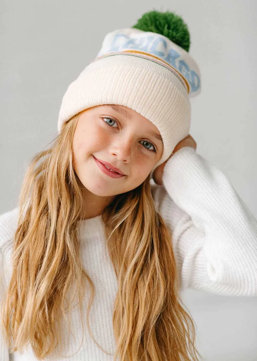 KIDS CHICAGO POM BEANIE HAT-MULTI COLOR