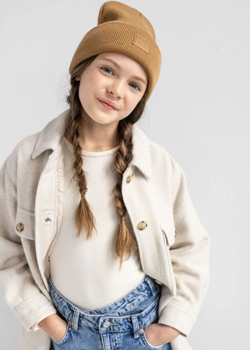 KIDS CUFF BEANIE HAT-CAMEL