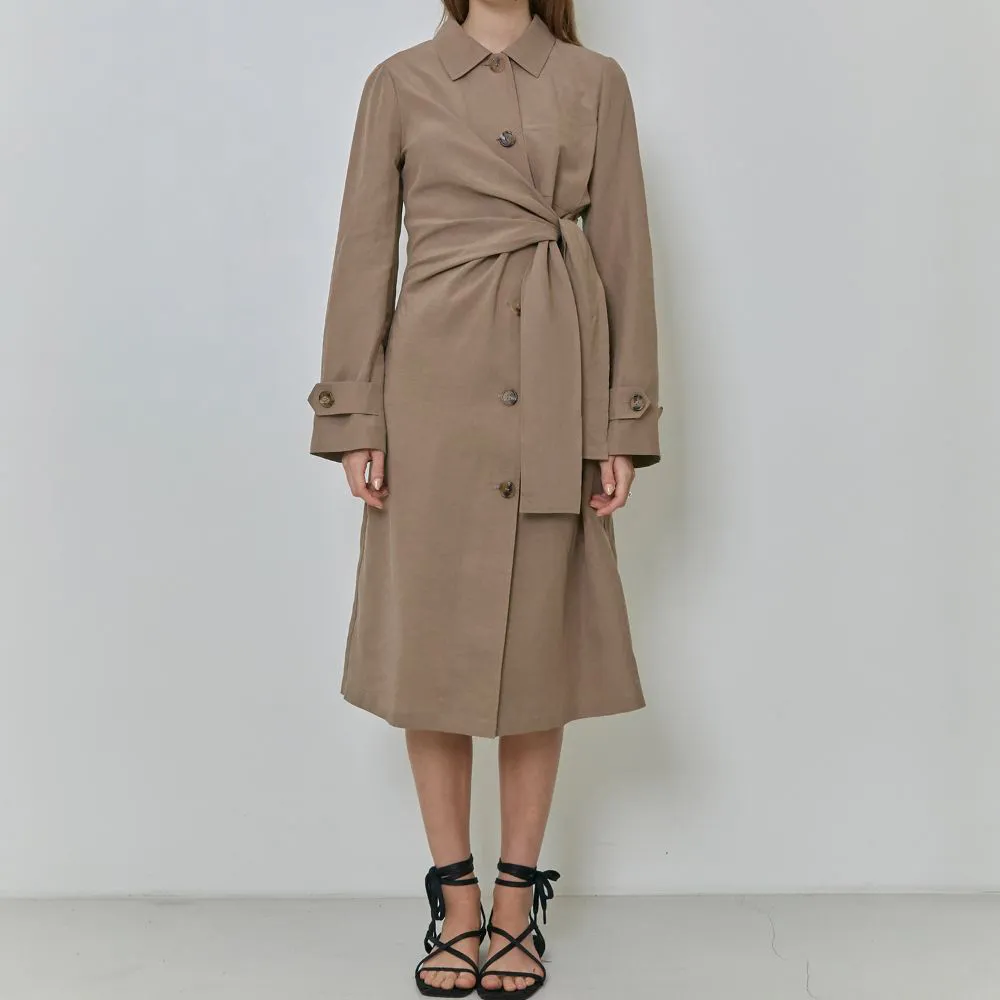 Knotted Detail Tencel And Linen-Blend Coat