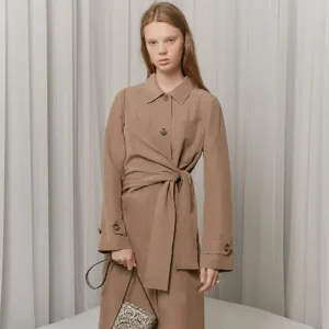 Knotted Detail Tencel And Linen-Blend Coat