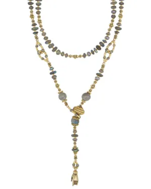 Labradorite and Gold Lariat