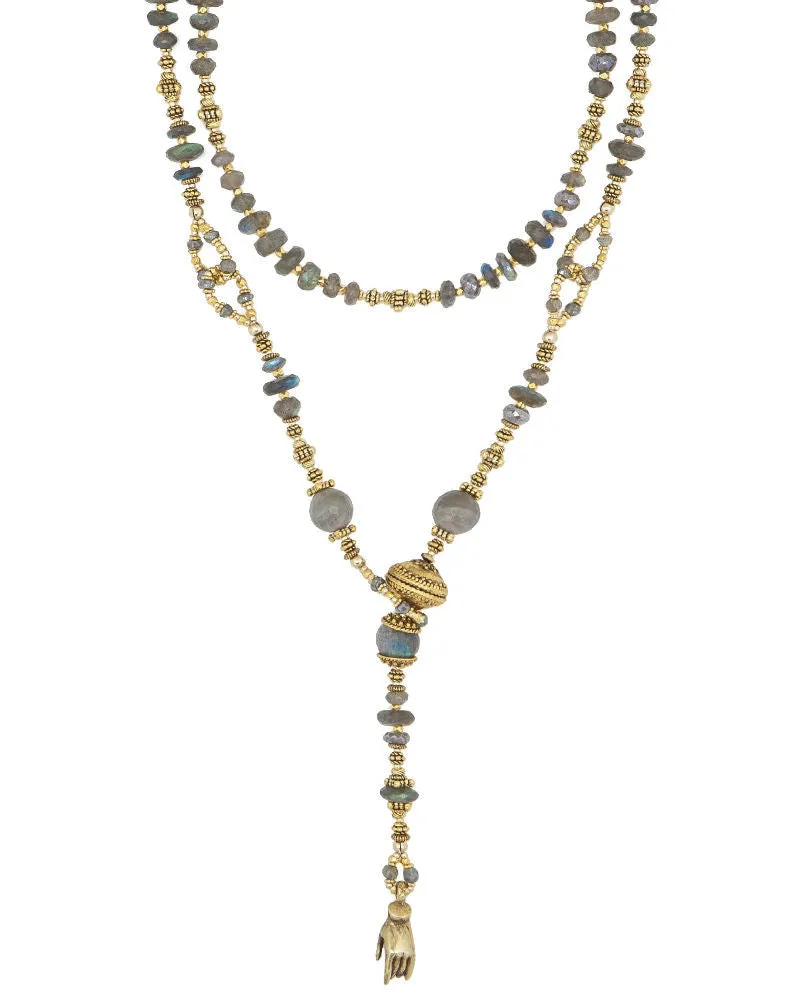 Labradorite and Gold Lariat