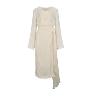 Lace Trimmed Charmeuse Wrap Dress
