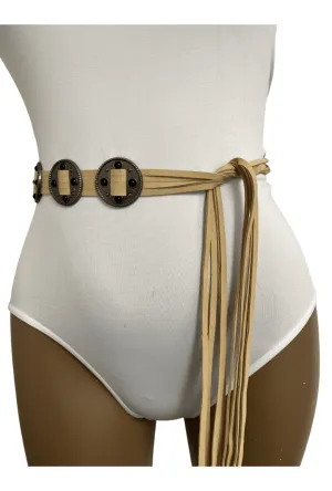Latte Boho Leather Belt
