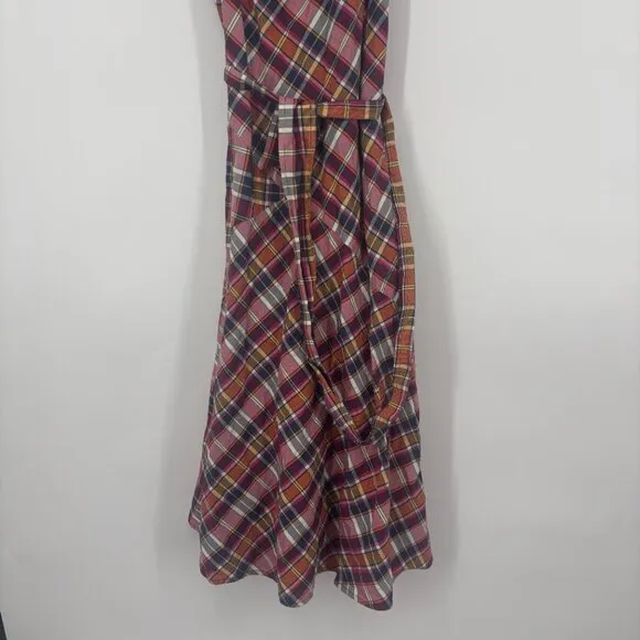 LAUREN Ralph Lauren Womens Belted Cotton Madras Sleeveless Dress Multi Sz 12 NWT